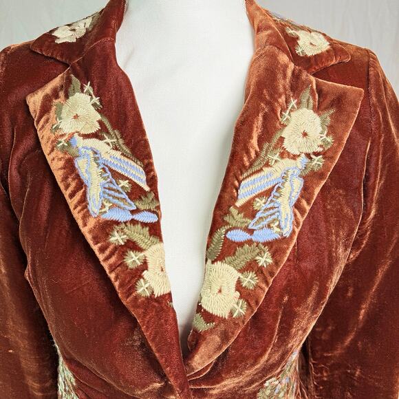 True Meaning Embroidered Velvet Blazer Jacket, Anthropologie, Women’s Size 2 EUC - Picture 2 of 11
